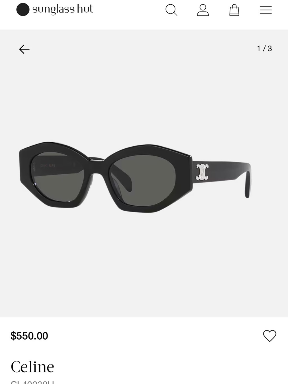 Celine Triomphe sunglasses, black, like new!